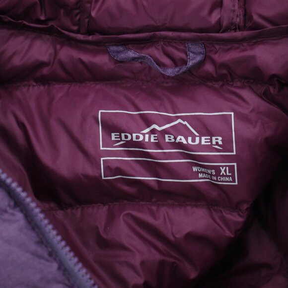 Eddie bauer coat Women's XL 650 Down Fill Packable Quilted Puffer Purple Hooded - Picture 10 of 15